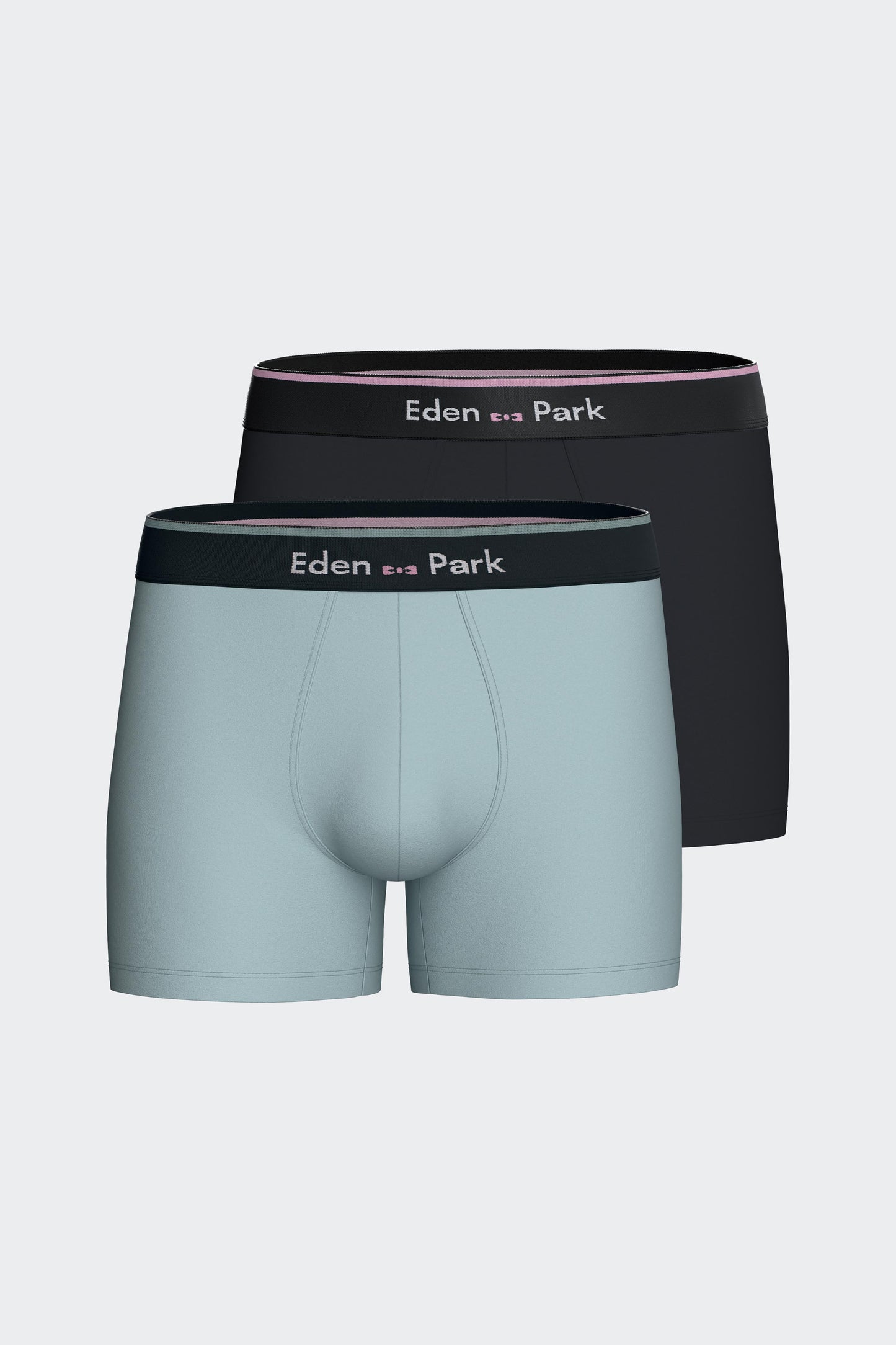 Pack of two boxers in sea green and navy stretch cotton jersey