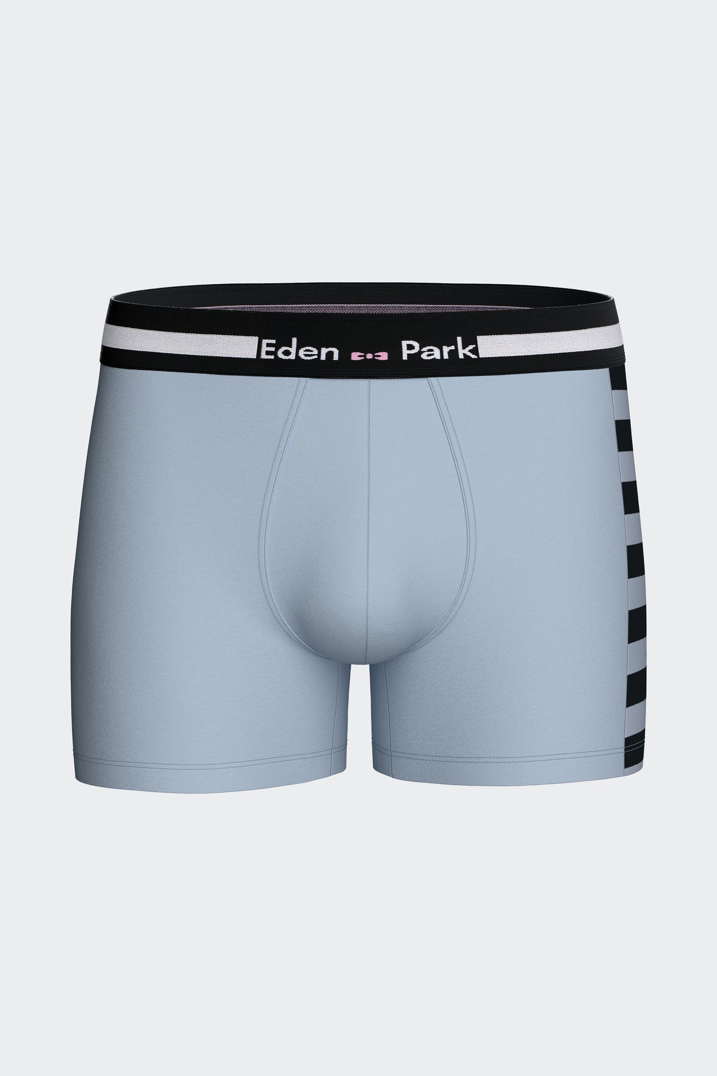 Pack of two boxer briefs in navy and sky blue striped stretch cotton jersey