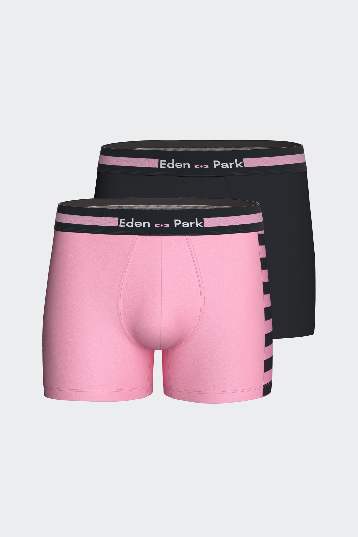 Pack of two boxer briefs in navy and pink striped stretch cotton jersey