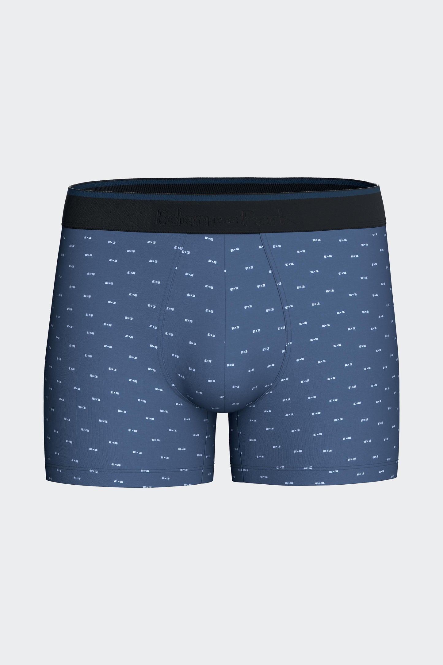Pack of two boxers in plain blue stretch cotton jersey with micropatterns