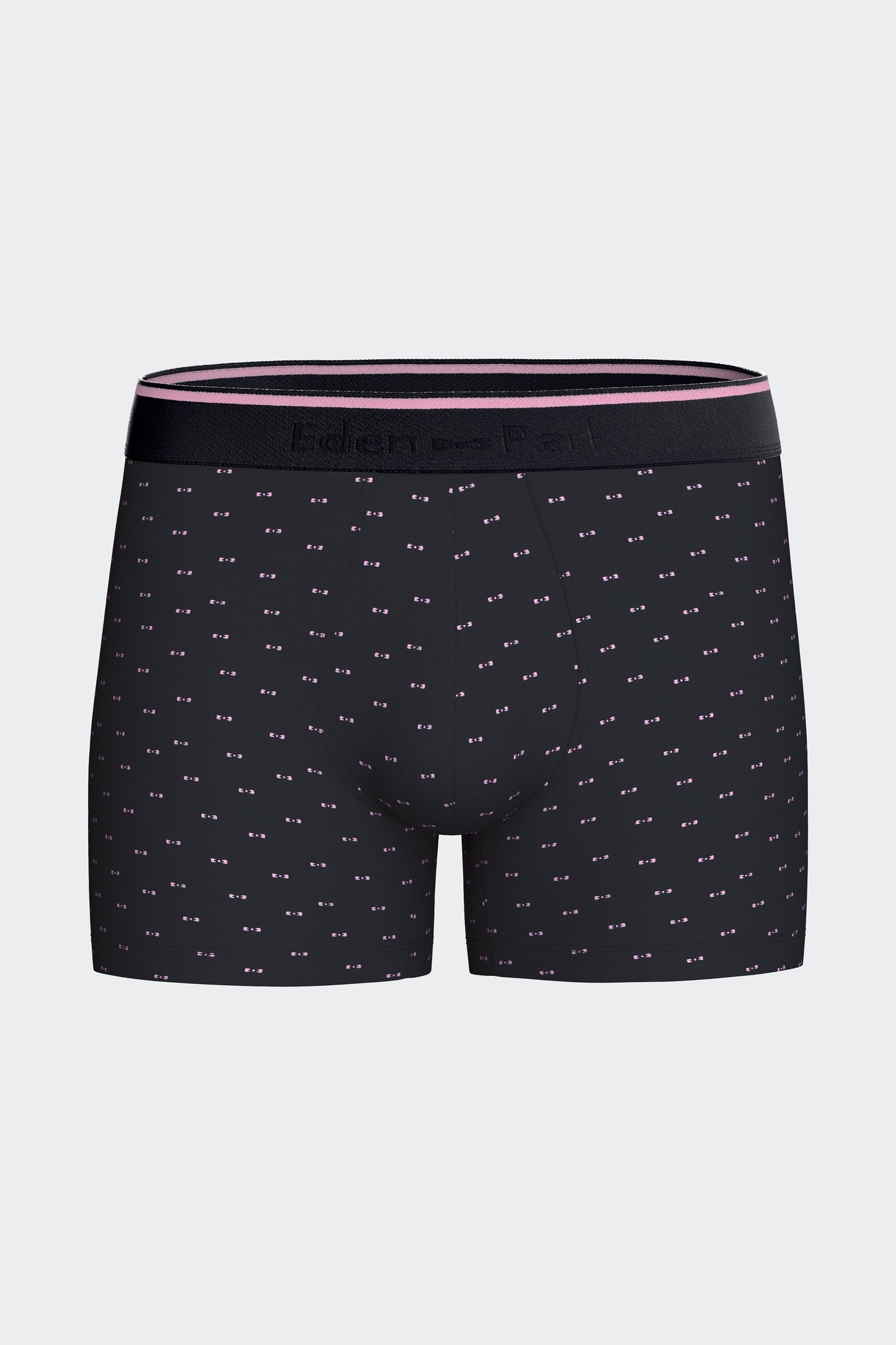 Pack of two boxers in plain navy stretch cotton jersey and micropatterns