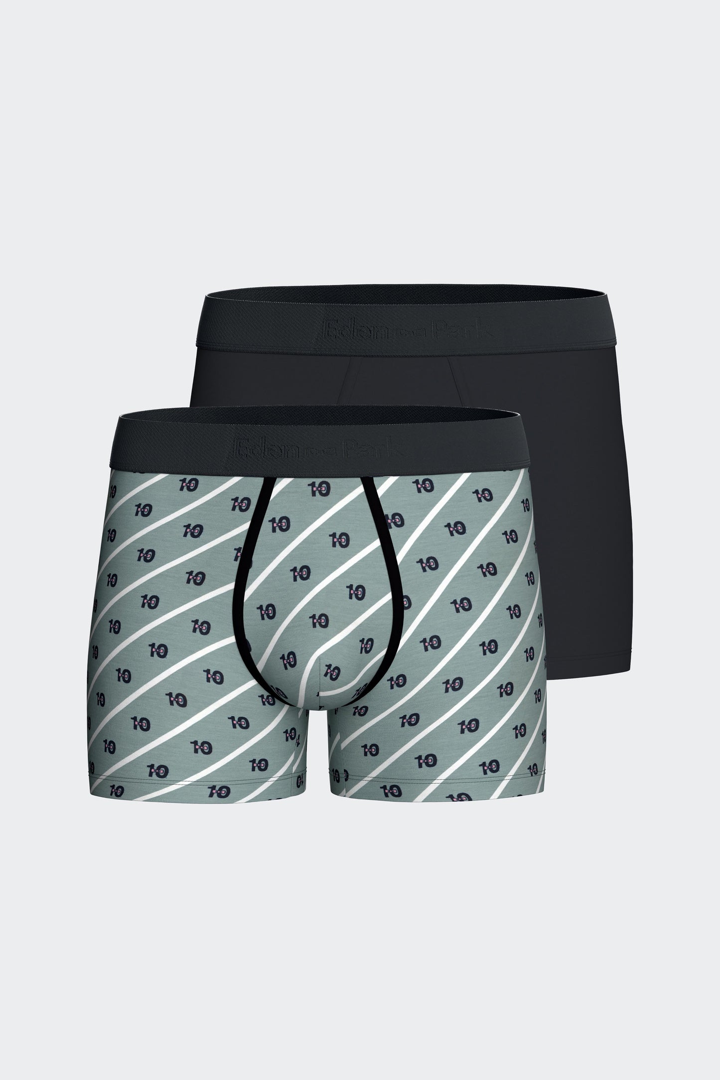 Pack of two boxers in plain navy stretch cotton jersey and micropatterns