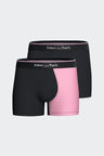 Lot de deux boxers en jersey de coton stretch marine et rose