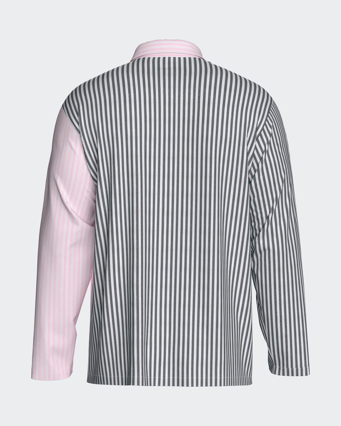 Pyjama long en coton à rayures bicolores marine et roses