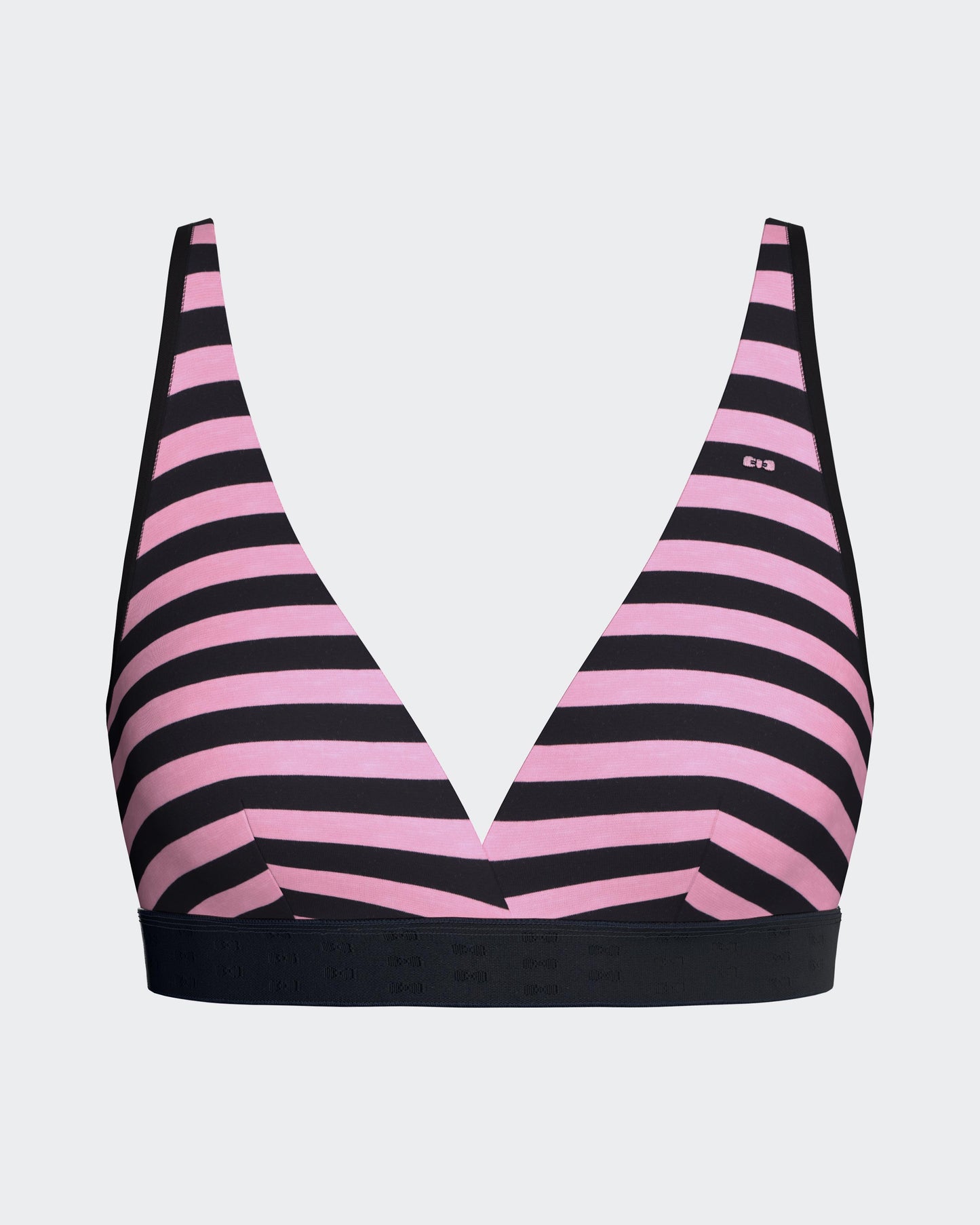 Navy and pink striped stretch cotton bra