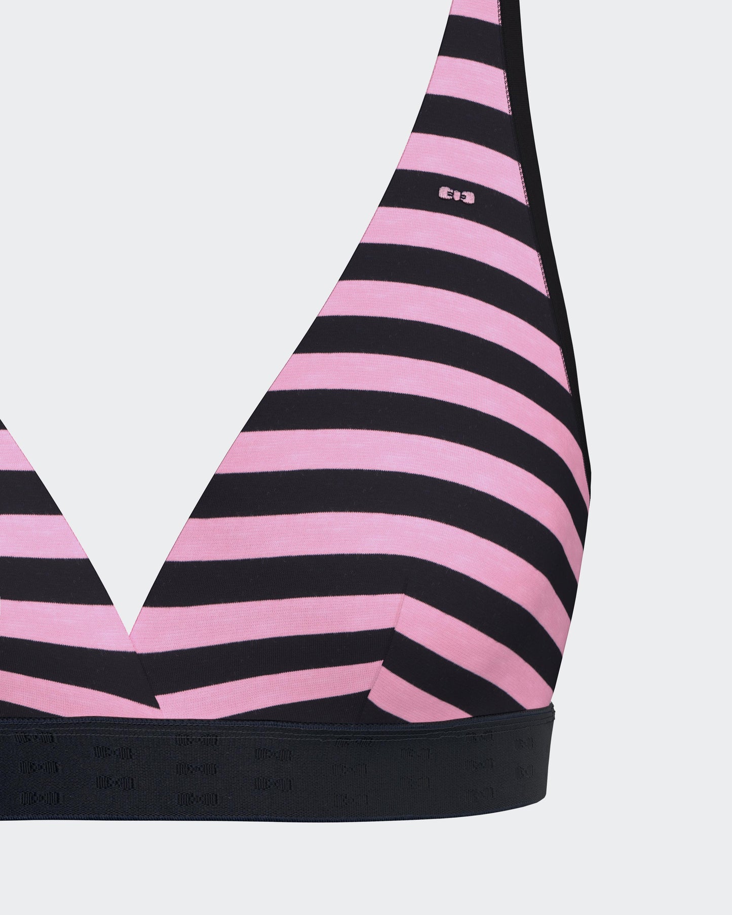 Navy and pink striped stretch cotton bra