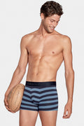 Navy and blue striped boxers in stretch cotton