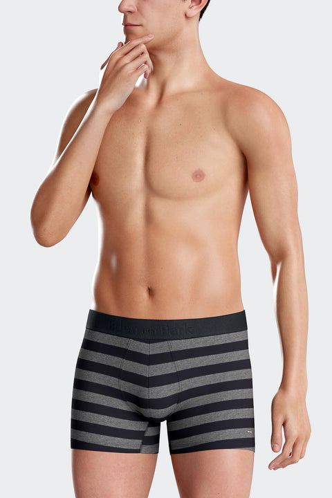 Set of 2 anthracite grey striped and solid stretch cotton boxers - Image 3