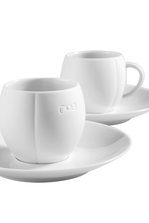 Set of 2 white Limoges porcelain cups and coasters - Image 3