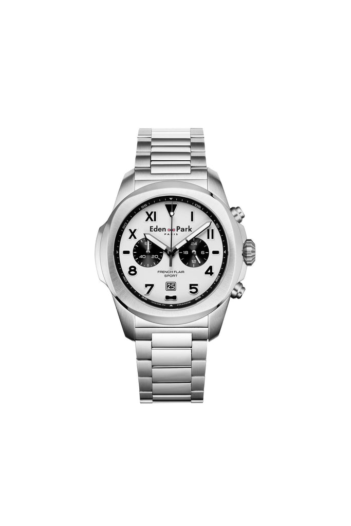 Silver steel chronograph quartz watch