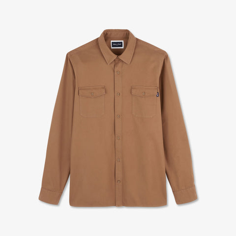 Plain dark beige twill shirt - Image 2