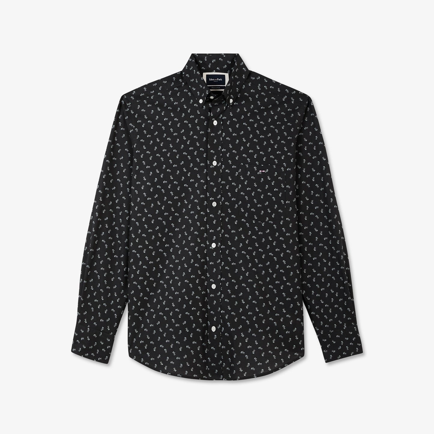 Dark grey Pima cotton blouse with exclusive print