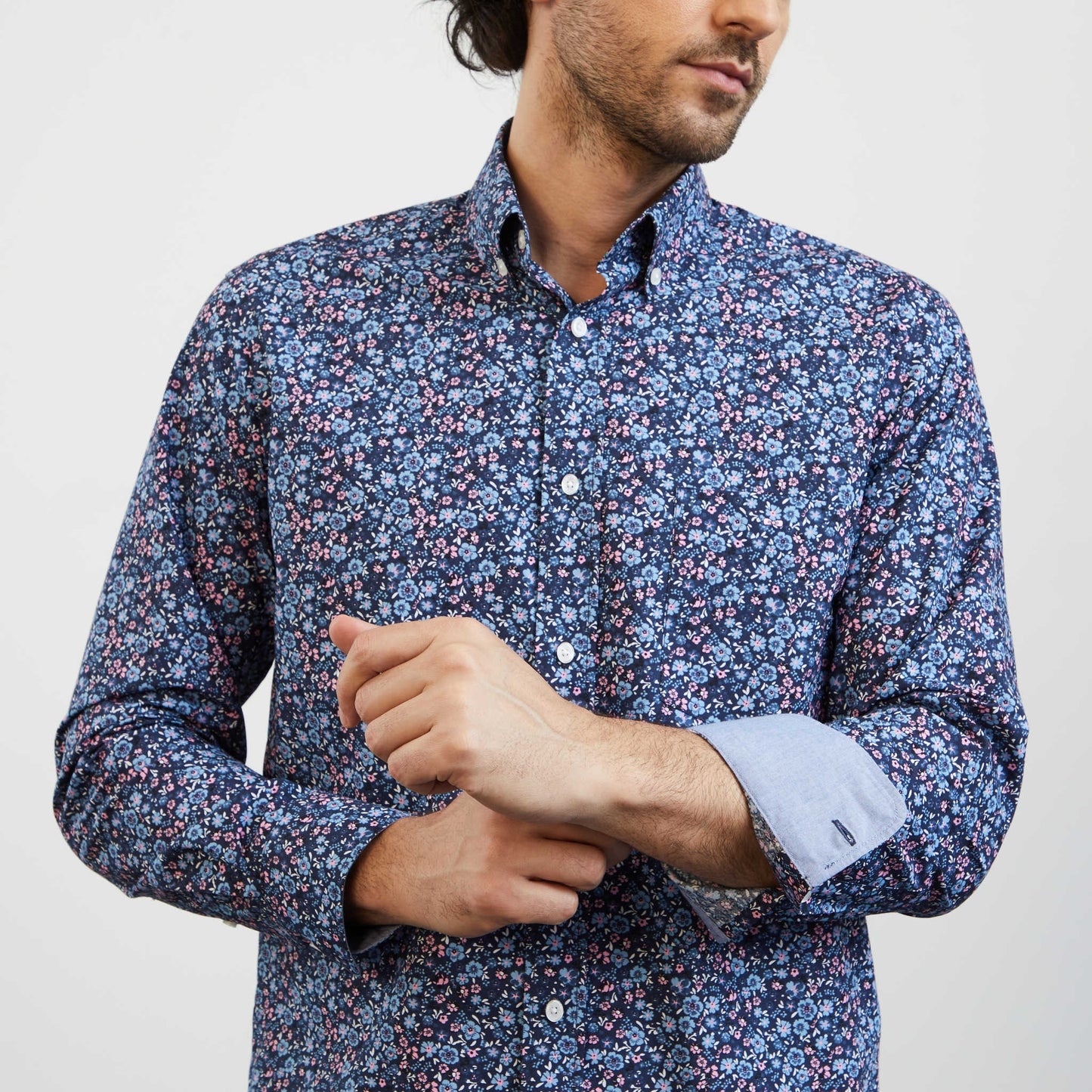 Blue blouse with exclusive floral print