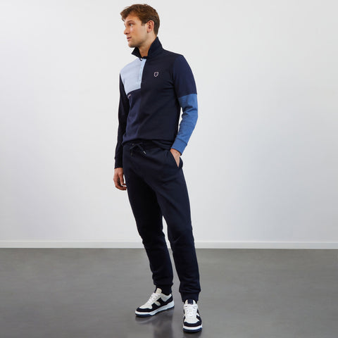 Blue long-sleeved colourblock rugby shirt - Image 1