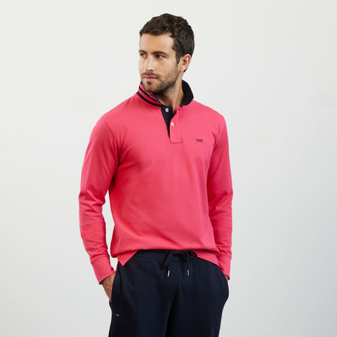Pink long-sleeved polo shirt - Image 1