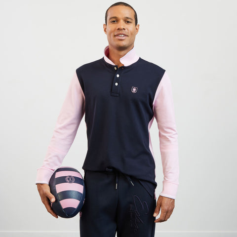 Long-sleeved colourblock polo shirt - Image 1