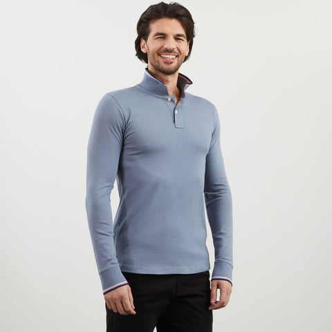 Blue long-sleeved polo shirt - Image 3
