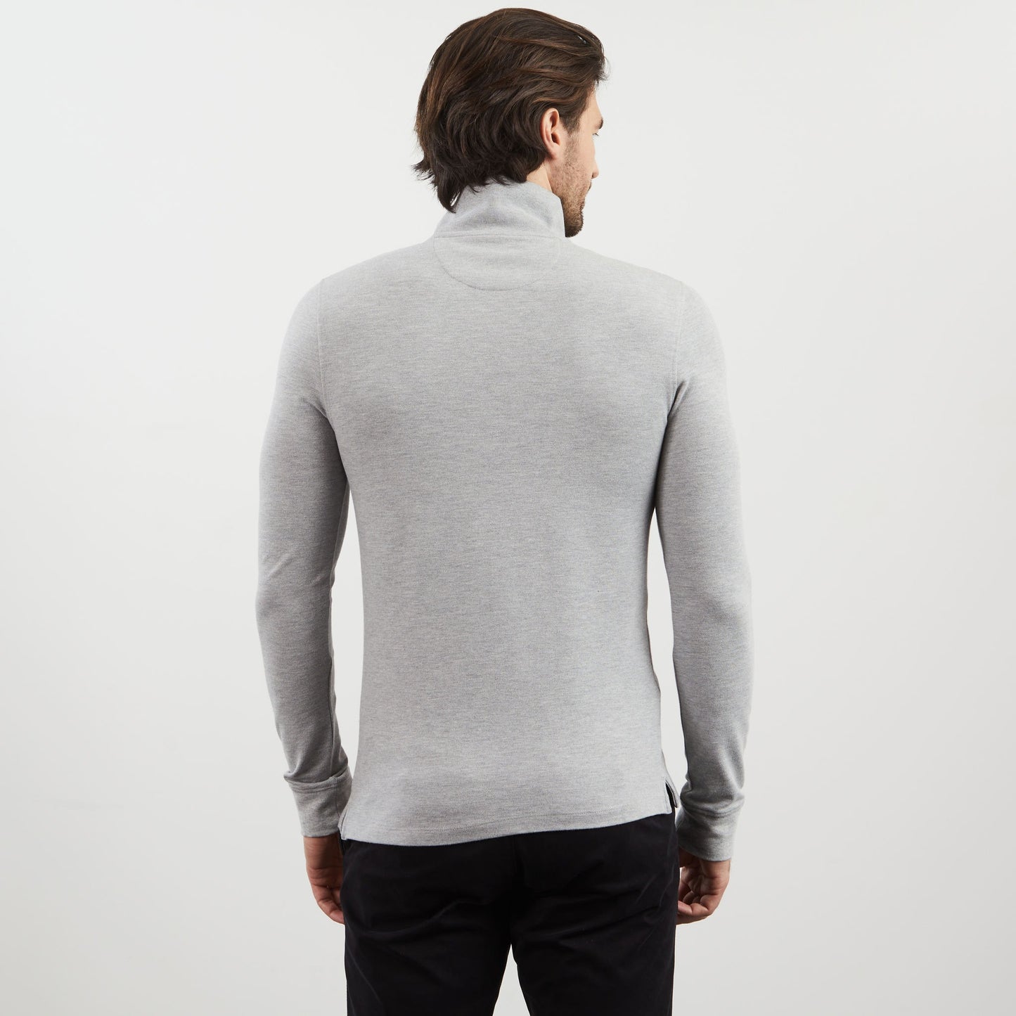 Grey long-sleeved polo shirt