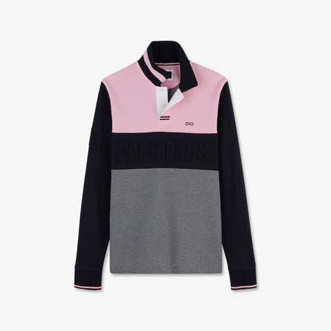 Pink colourblock polo shirt with Eden Park relief - Image 2