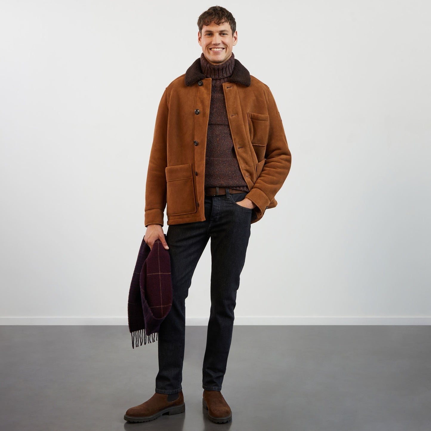 Dark blue zip cardigan in rib knit
