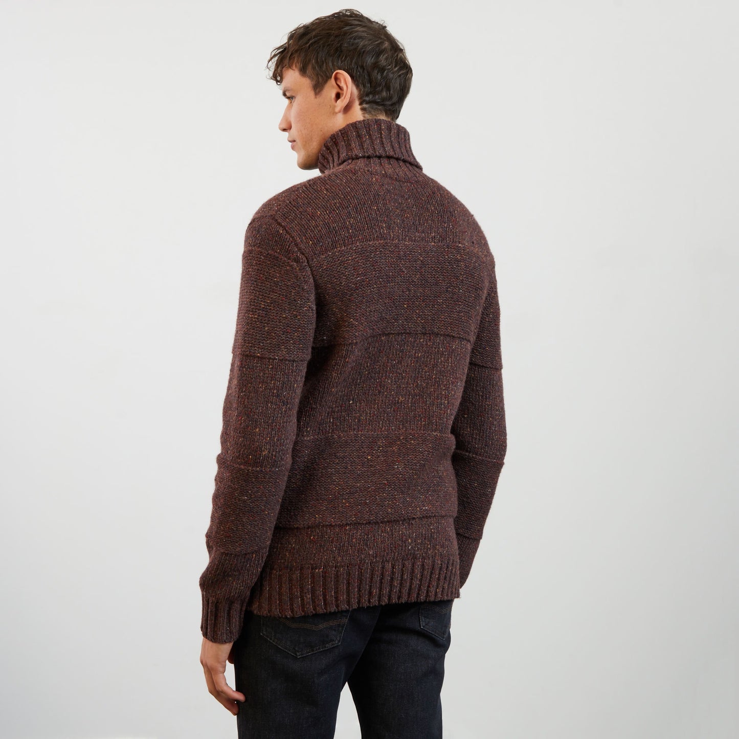 Dark blue zip cardigan in rib knit