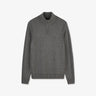 Grey zip-neck jumper in combination knit