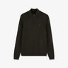 Khaki zip-neck jumper in combination knit