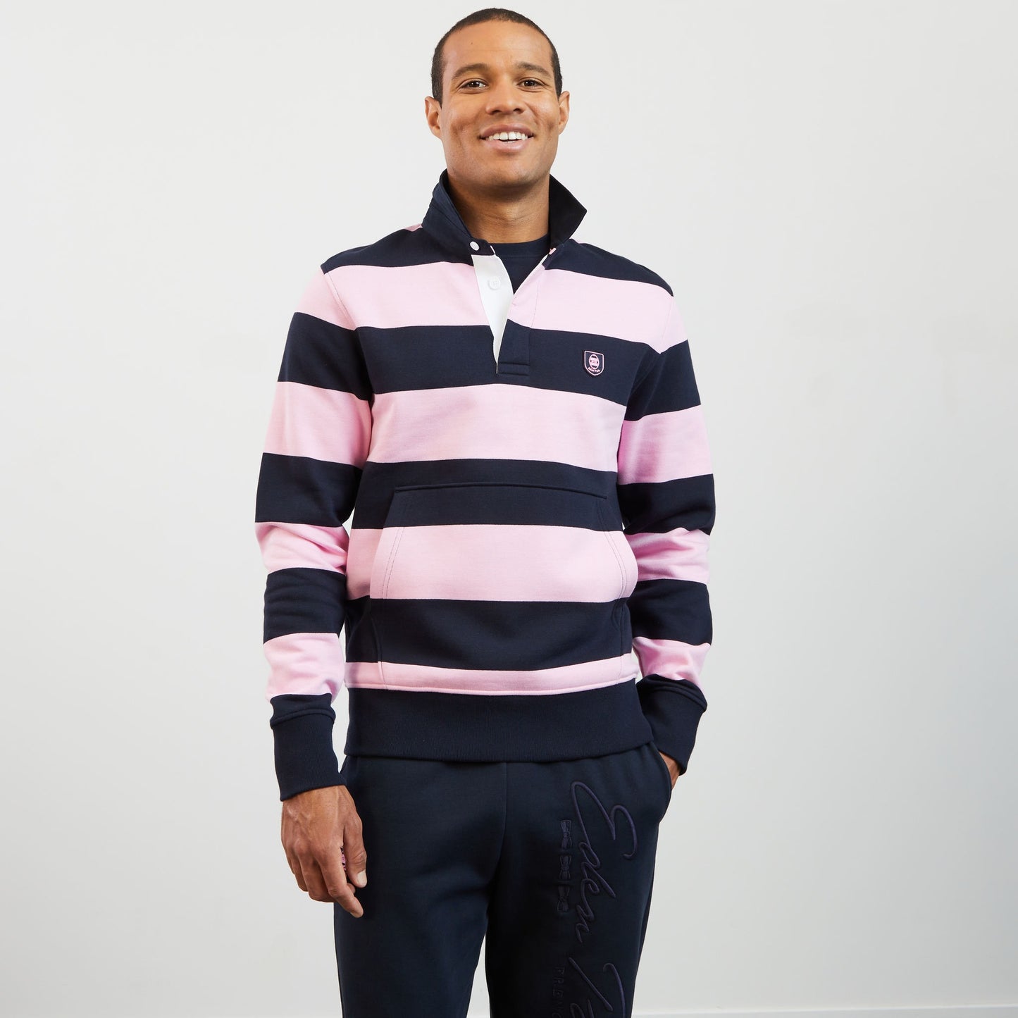 Pink circle polo-neck jumper