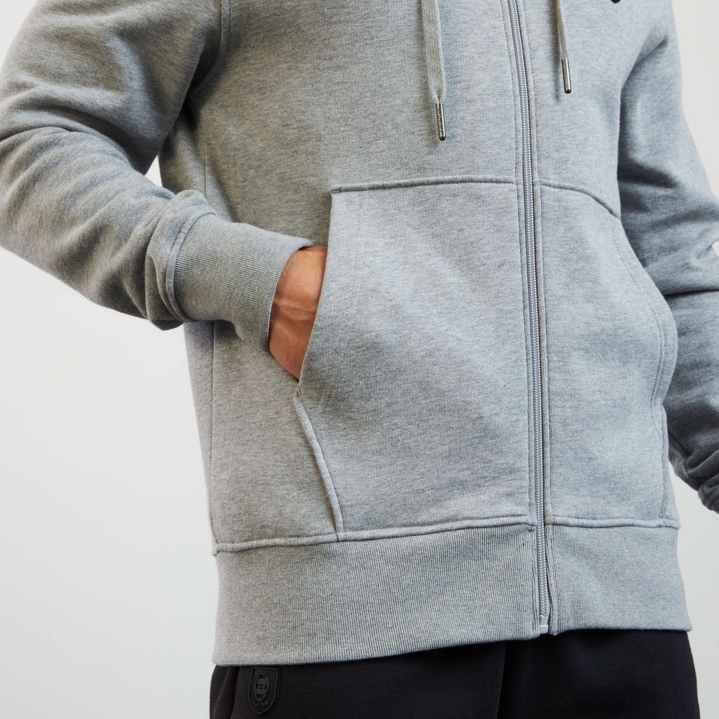Grey hooded zipped sweatshirt