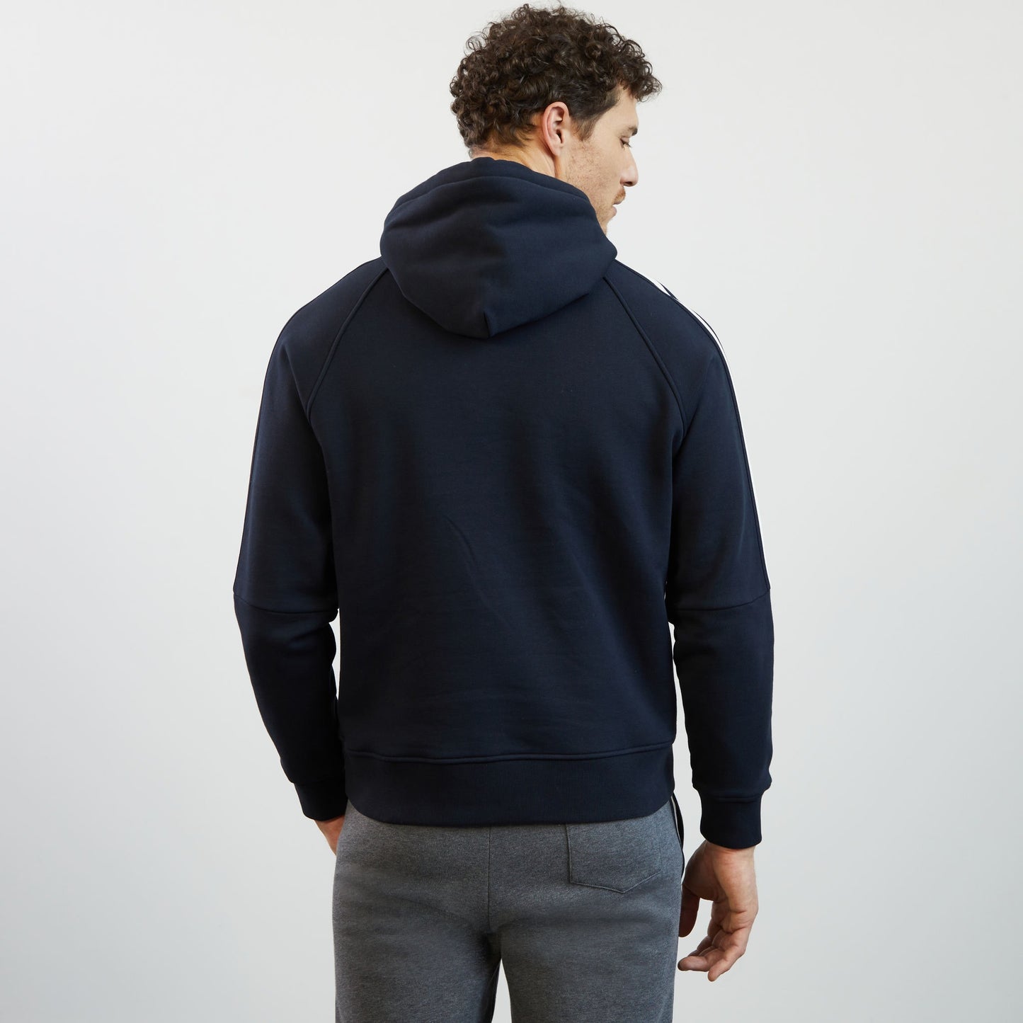 Dark blue hooded sweatshirt with flocked Eden Park details