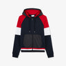 Red colourblock hooded zip sweatshirt