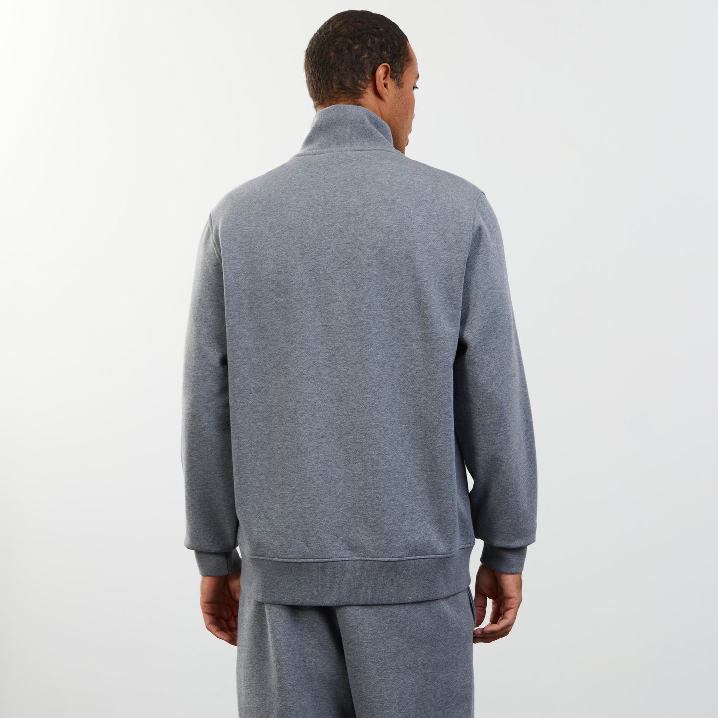 Grey zip sweatshirt with stand-up collar