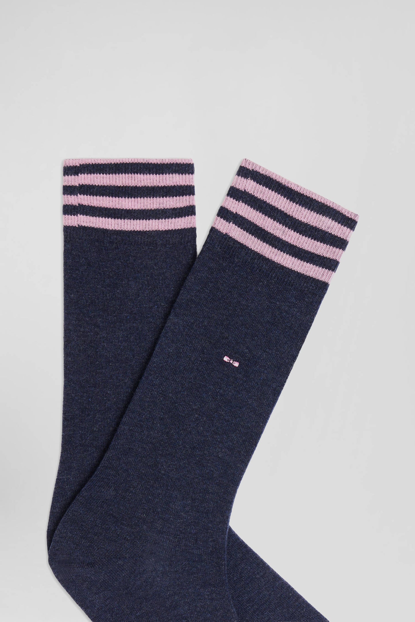 Paire de chaussettes bleues à détails cerclés en coton stretch - Image 2