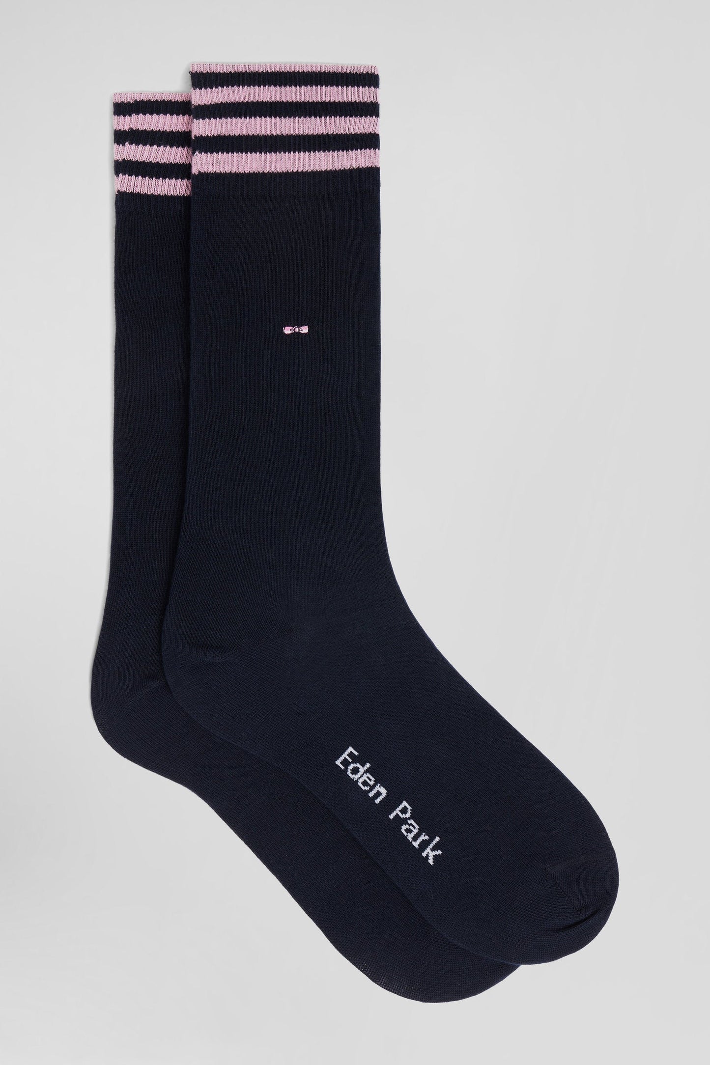 Paire de chaussettes bleu marine à détails cerclés en coton stretch - Image 1