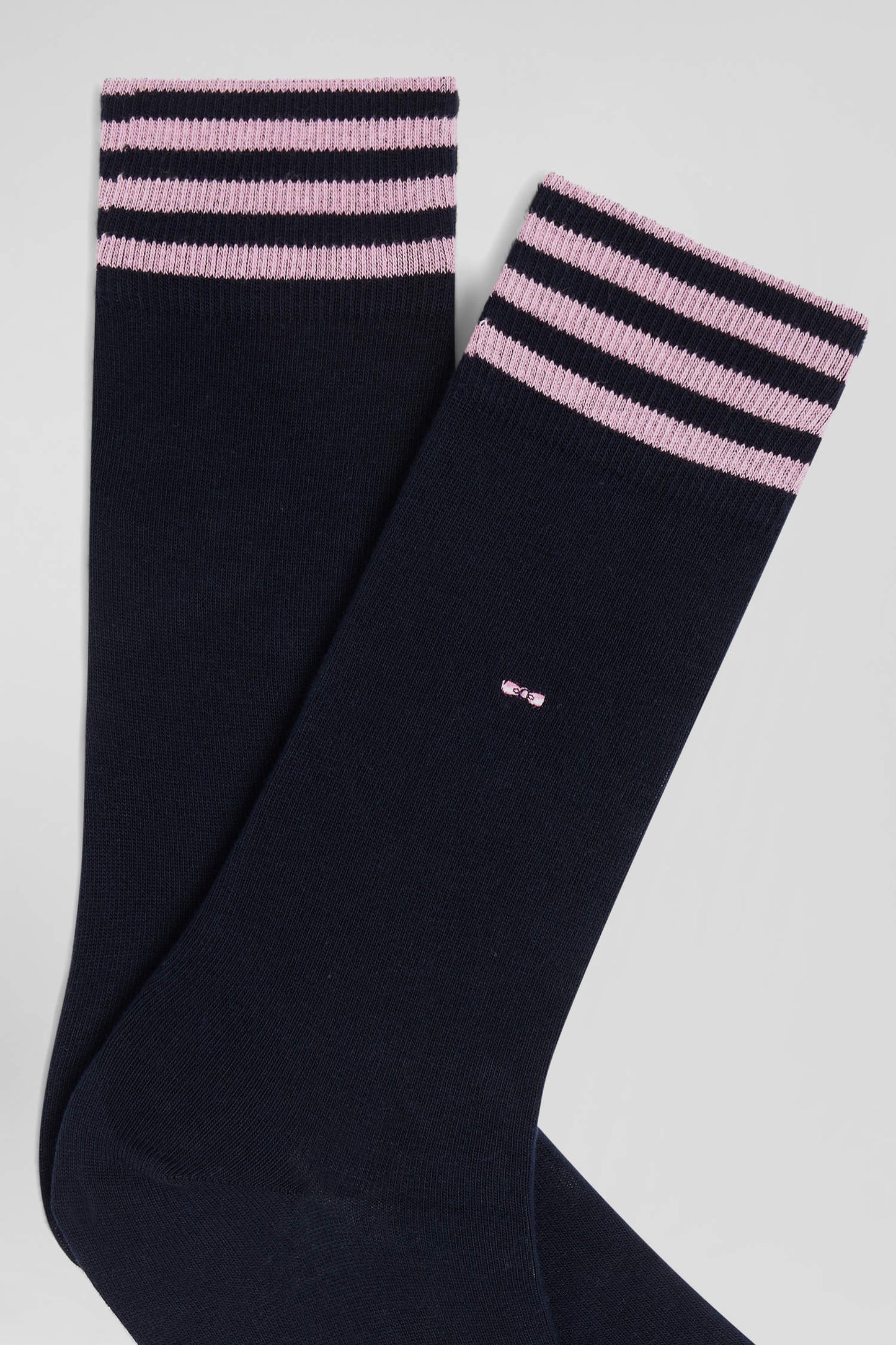 Paire de chaussettes bleu marine à détails cerclés en coton stretch - Image 2