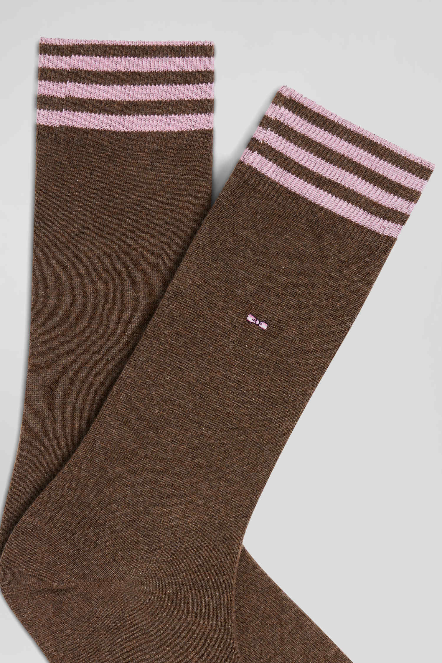 Paire de chaussettes marron à détails cerclés en coton stretch