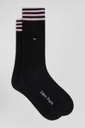 Paire de chaussettes noires à détails cerclés en coton stretch