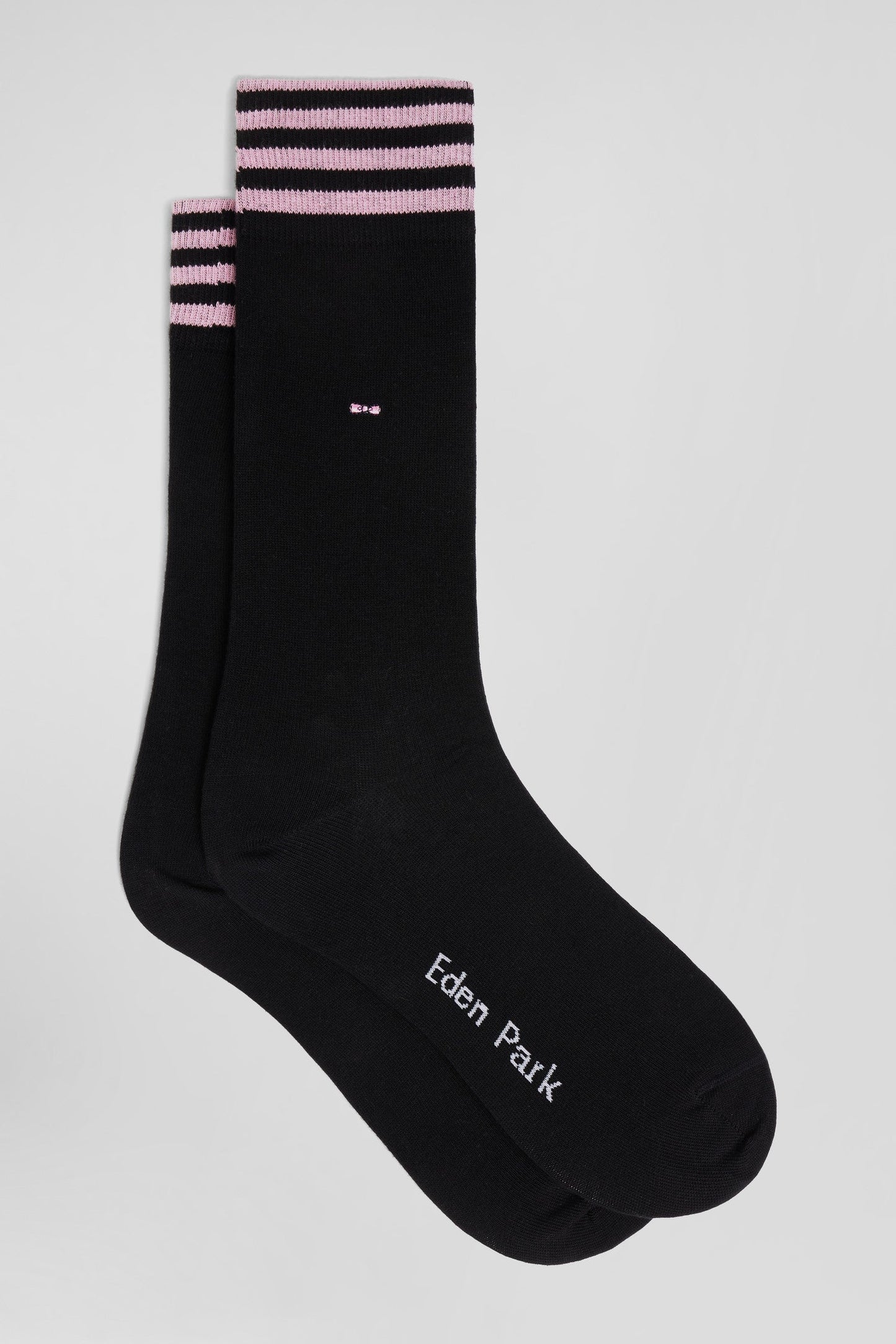 Paire de chaussettes noires à détails cerclés en coton stretch - Image 1