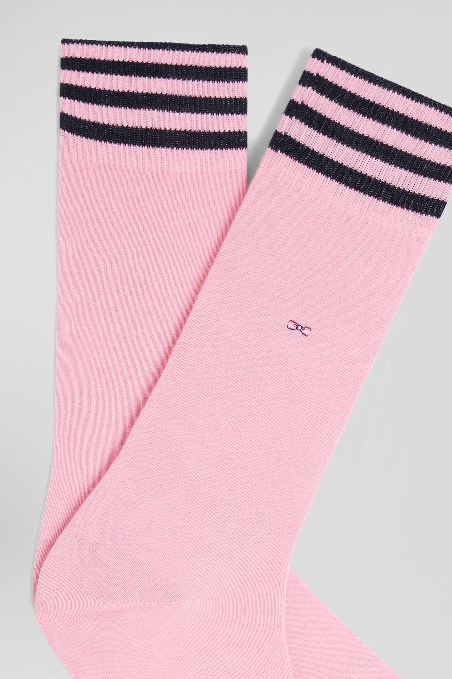 Paire de chaussettes roses à détails cerclés en coton stretch - Image 2