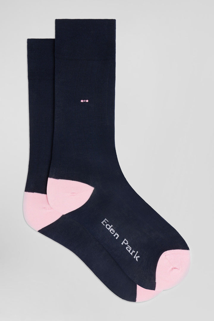 Paire de chaussettes en coton mélangé bleu marine et rose