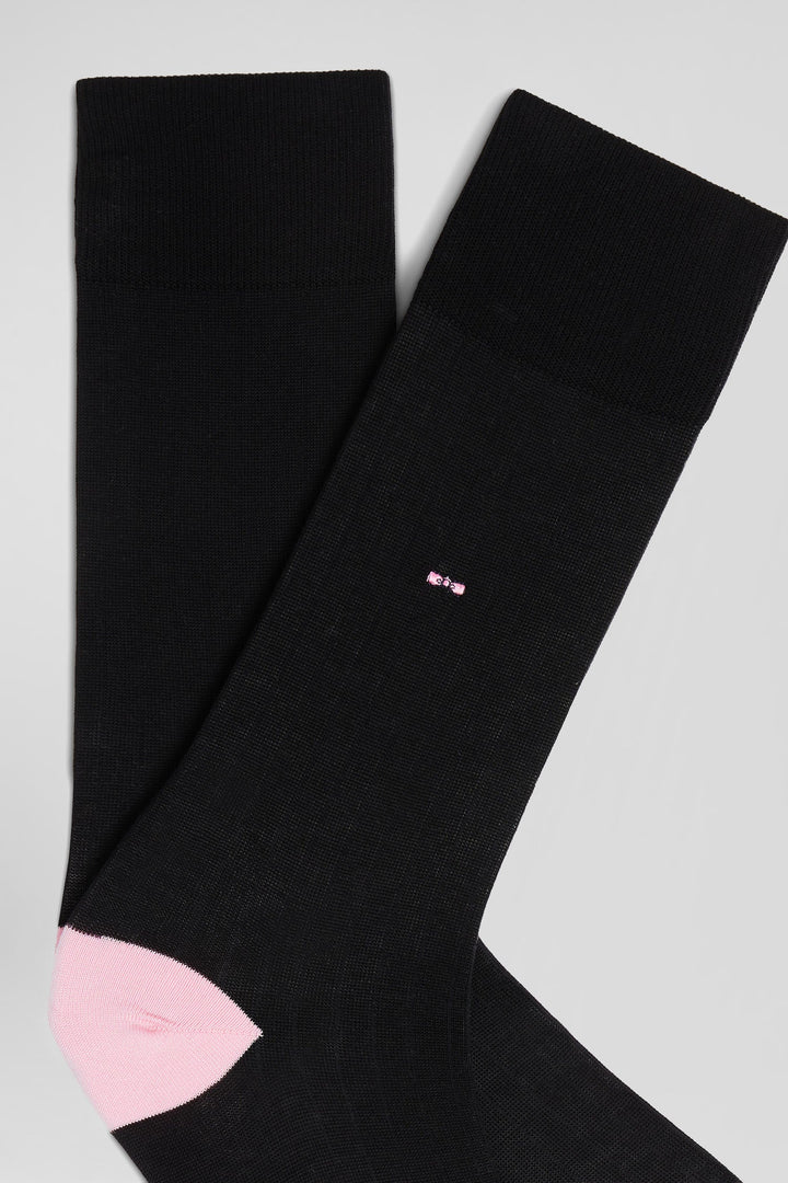 Paire de chaussettes en coton mélangé noire et rose alt view