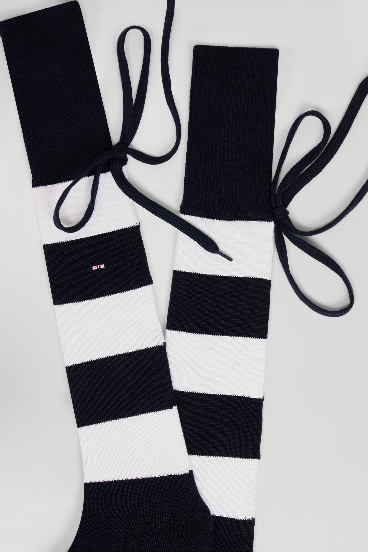 Chaussettes de rugby en coton stretch blanc cerclées - Image 2