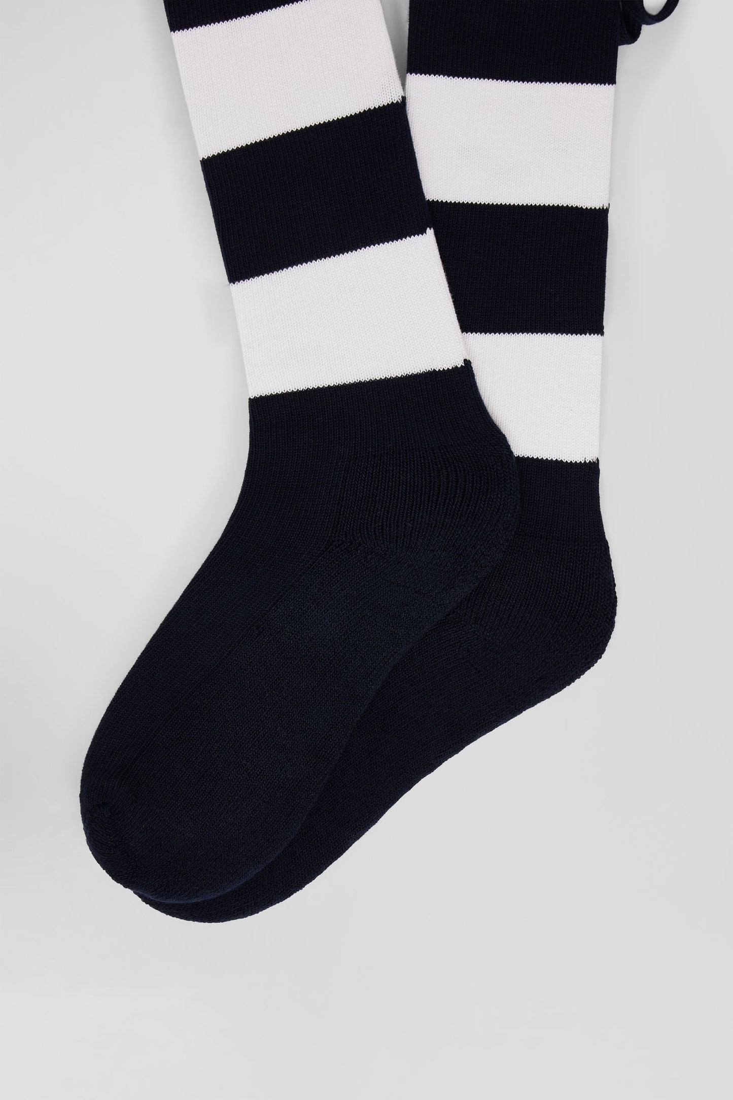 Chaussettes de rugby en coton stretch blanc cerclées - Image 3