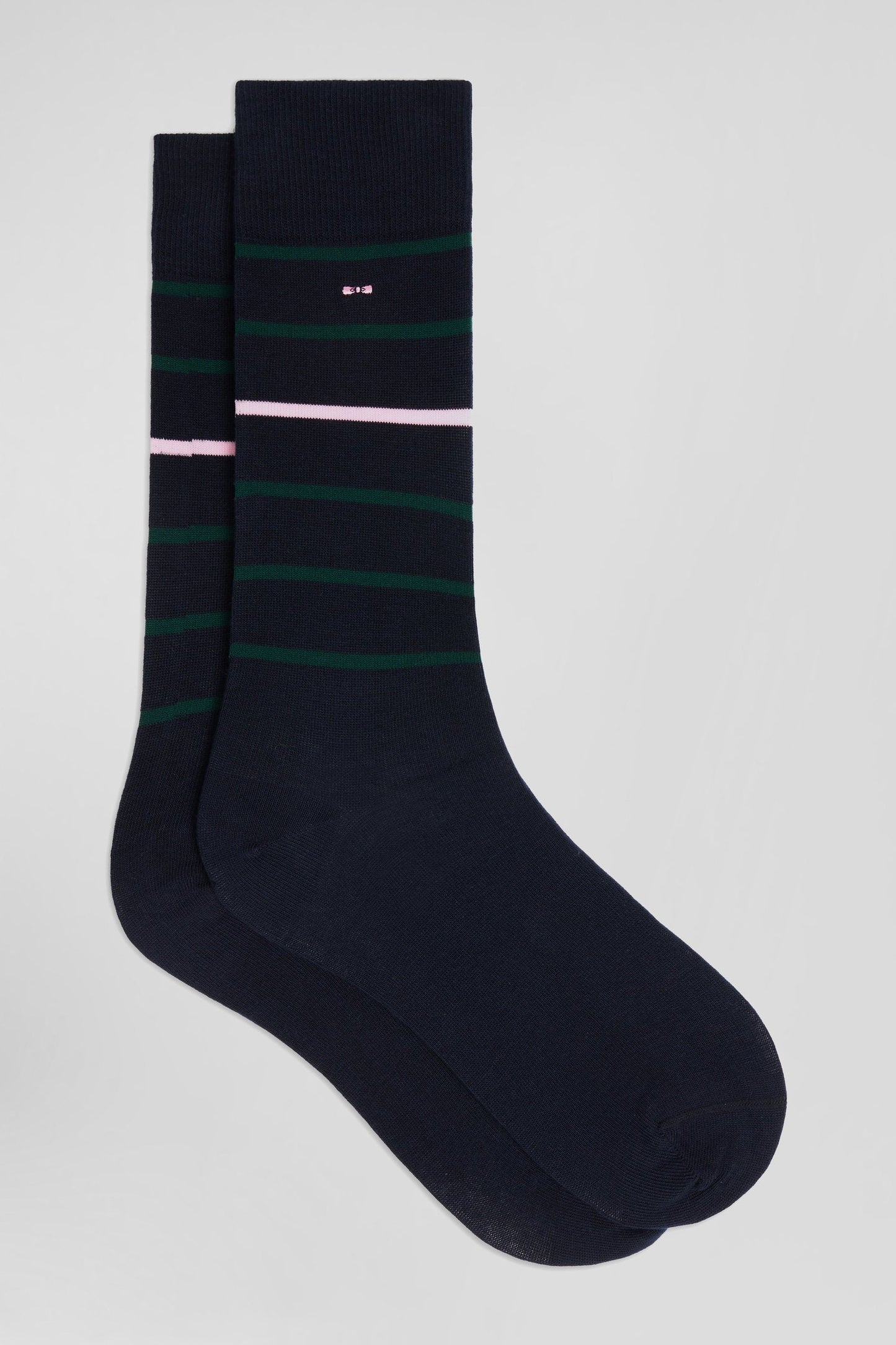 Paire de chaussettes rayées en coton stretch bleu marine - Image 1