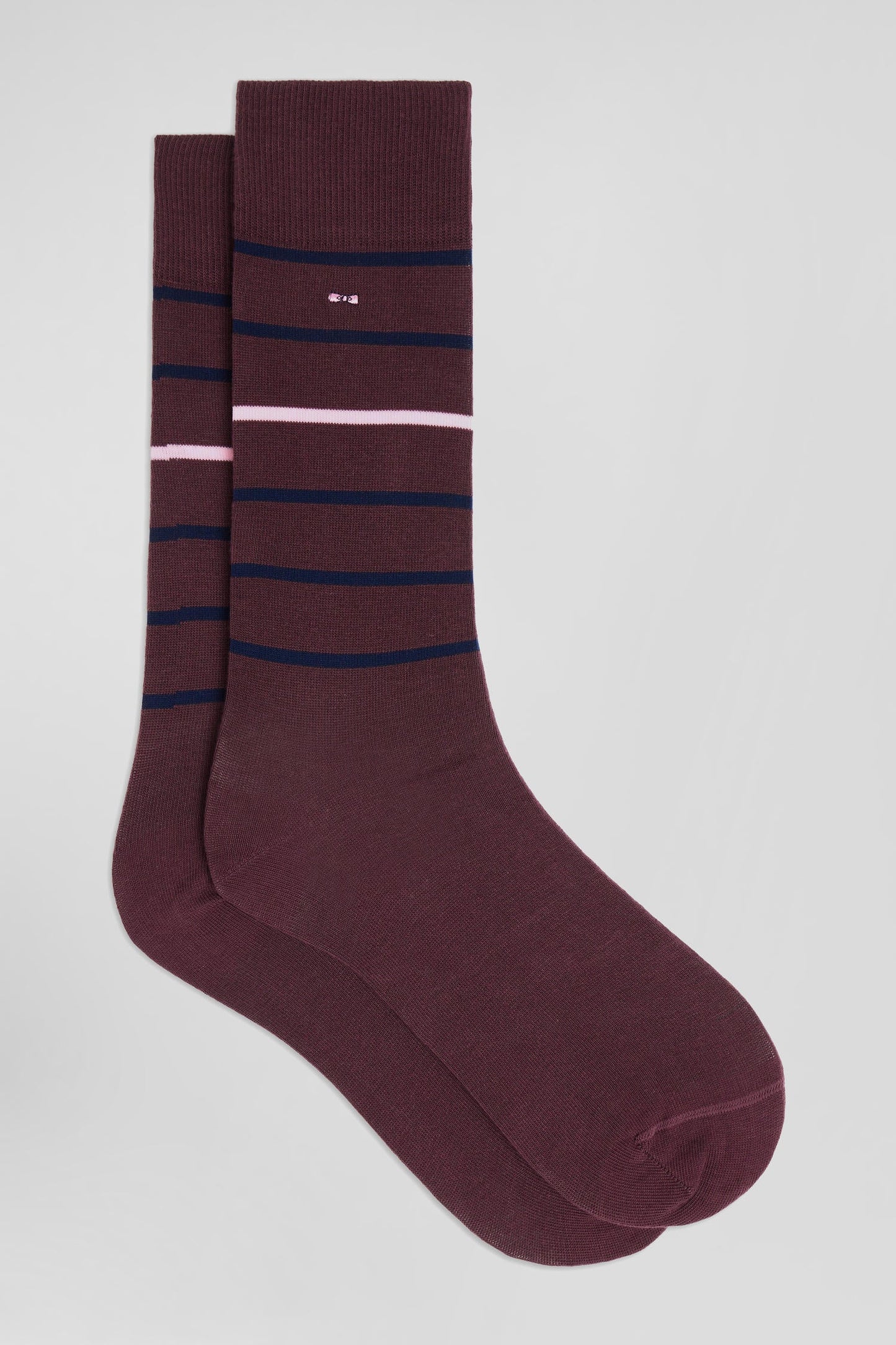 Paire de chaussettes rayées en coton stretch bordeaux - Image 1