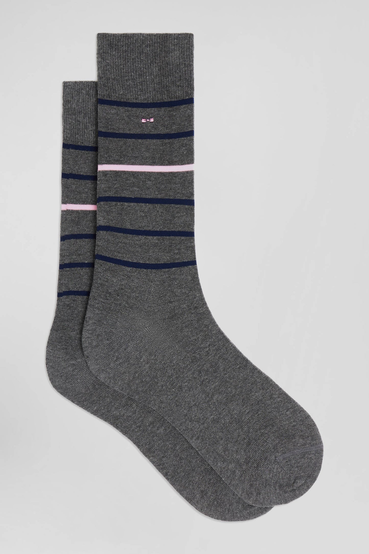 Paire de chaussettes rayées en coton stretch grise - Image 1