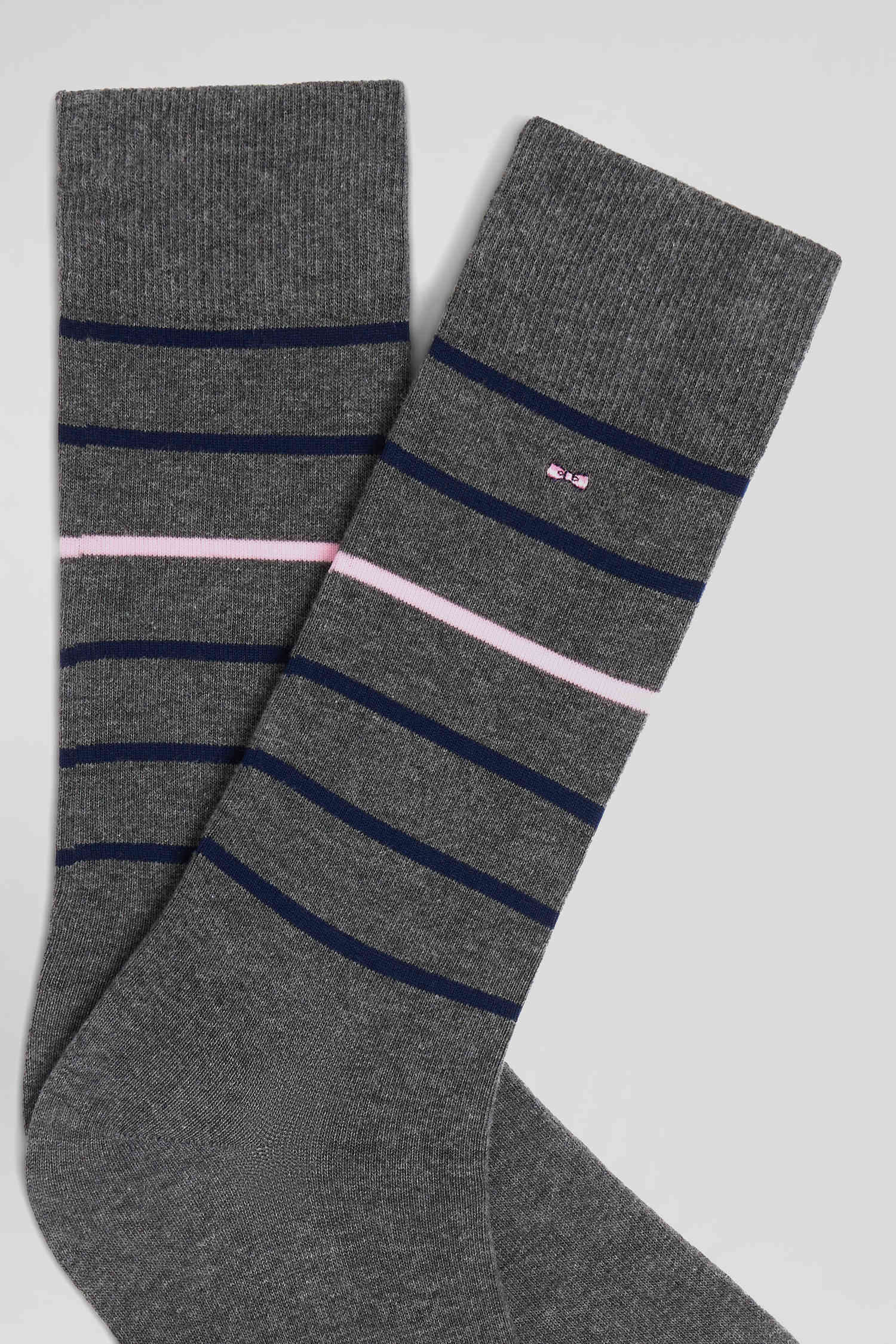 Paire de chaussettes rayées en coton stretch grise