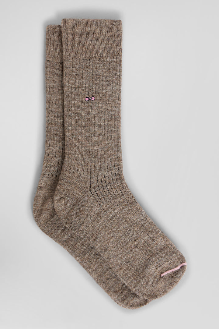 Women's brown alpaca wool blend socks