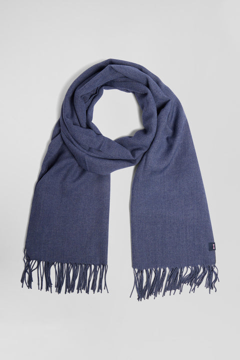 Blue fringed plain scarf - Image 1