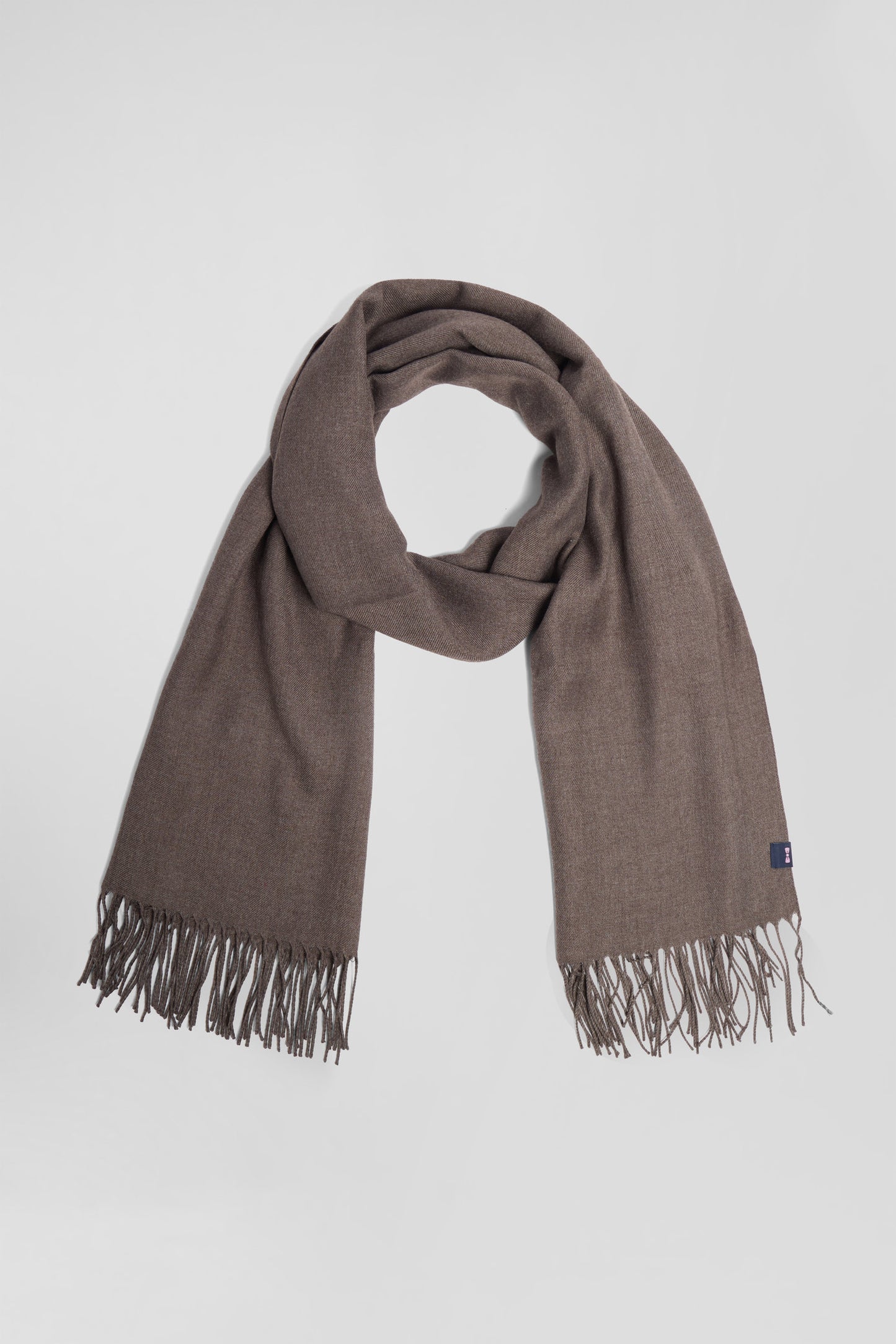 Brown fringed plain scarf